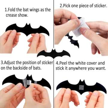 Tmflexe 12pcs Halloween Witch Hats + 12pcs 3D Bats Stickers - Costume Accessories for Parties, Cosplay, Carnivals, Holidays