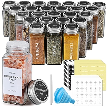 NETANY 25 Spice Jar Set with Shaker Lids and Labels