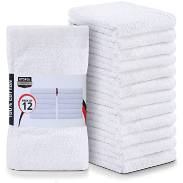 Utopia Cotton Bar Mops, Pack of 12 - 16 x 19 Inches, Super Absorbent White Multi-Purpose Cleaning To...