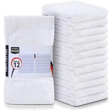 Utopia Cotton Bar Mops, Pack of 12 - 16 x 19 Inches, Super Absorbent White Multi-Purpose Cleaning To...