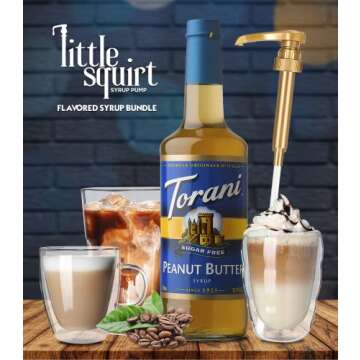 Torani Sugar Free Peanut Butter Syrup with Little Squirt Syrup Pump, 750ml 25.4 Ounces