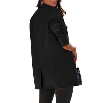 KIRUNDO Womens Blazer Casual Spring Fall Fashion Long Sleeve Button Open Front Work Office Blazers S...