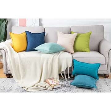 MADIZZ Set of 2 Short Chenille Throw Pillow Covers Soft Decorative Cushion Cover for Sofa Bedroom Pillow Shell