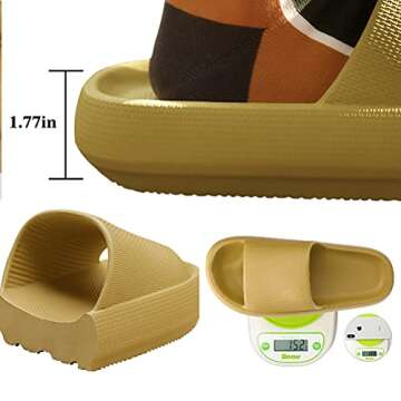 Slippers for Women and Men Shower Quick Drying Bathroom Sandals Open Toe Soft Cushioned Extra Thick Non-Slip Massage Pool Gym House Slipper for Indoor & OutdoorOlive green-42-43