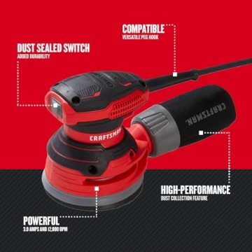CRAFTSMAN 5 Inch Orbital Sander 3 Amp 12000 OPM Power Tool