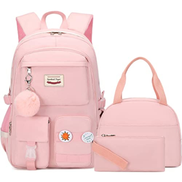 Spotted Tiger School Backpack for Girls Backpack with Lunch Box Anime Bookbag School Bag Kawaii Back...