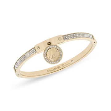 Michael Kors Gold Pavé Crystal MK Logo Bangle Bracelet