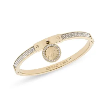 Michael Kors Gold Pavé Crystal MK Logo Bangle Bracelet