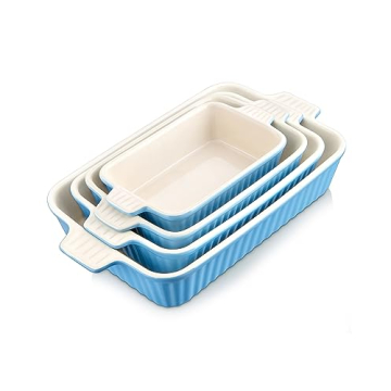 MALACASA Casserole Dishes - Elegant Ceramic Bakeware Sets of 4
