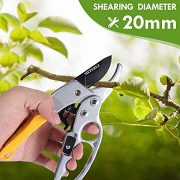 MEPEREZ Germany Pruning Shears, Arthritis Weak Hand Snips, Work 3 Times Easier, 1-Inch Cut Capacity Garden Clippers, Ergonomic handle, Rust resistant, high strength steel, Sharp