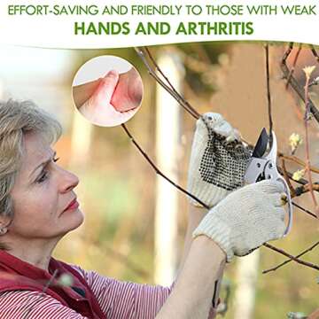 MEPEREZ Germany Pruning Shears, Arthritis Weak Hand Snips, Work 3 Times Easier, 1-Inch Cut Capacity Garden Clippers, Ergonomic handle, Rust resistant, high strength steel, Sharp