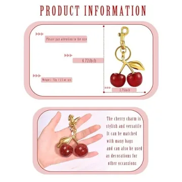 Lulupia Cherry Glitter Bag Charm Keychain Accessory