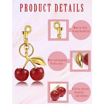 Lulupia Cherry Glitter Bag Charm Keychain Accessory