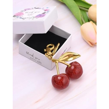 Lulupia Cherry Glitter Bag Charm Keychain Accessory