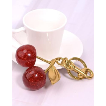 Lulupia Cherry Glitter Bag Charm Keychain Accessory