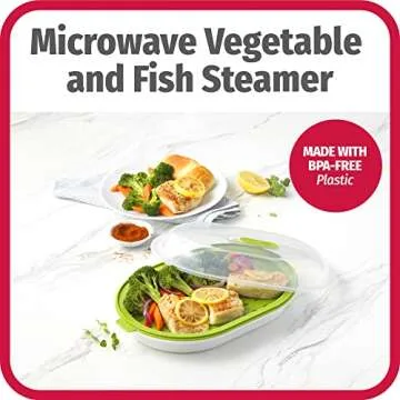 GoodCook Everyday Microwave Steamer – Vegetable & Fish Steamer, Microwave Cookware, Steamer for Cooking, Preserves Vitamins & Nutrients, Quick Dinner & Meals, Adjustable Steam Release Vent