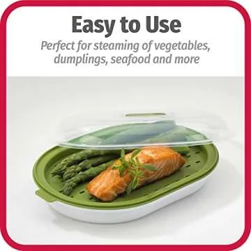 GoodCook Everyday Microwave Steamer – Vegetable & Fish Steamer, Microwave Cookware, Steamer for Cooking, Preserves Vitamins & Nutrients, Quick Dinner & Meals, Adjustable Steam Release Vent