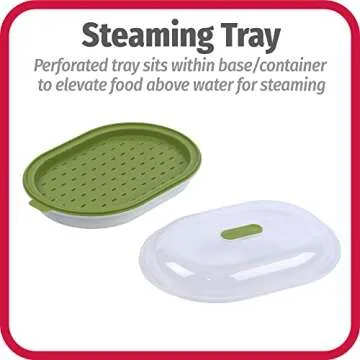 GoodCook Everyday Microwave Steamer – Vegetable & Fish Steamer, Microwave Cookware, Steamer for Cooking, Preserves Vitamins & Nutrients, Quick Dinner & Meals, Adjustable Steam Release Vent