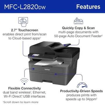 Wireless Compact Brother MFC-L2820DW All-in-One Laser Printer