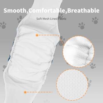 Vecomfy Dog Belly Bands for Male Dogs Diapers(5 Pack),Premium Washable Reusable Large Dog Belly Wrap Leakproof Doggie Diapers,L