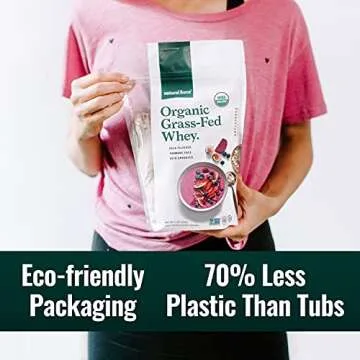 Natural Force Grass Fed Organic Whey Protein Powder - Non GMO, Keto Friendly, Low Carb, Kosher - Lab Tested for Toxins - Pure & Unflavored - 16 oz.