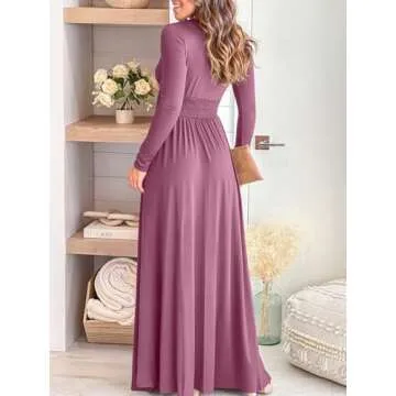 ANRABESS Deep V Neck Maxi Dress for Women - Elegant Style