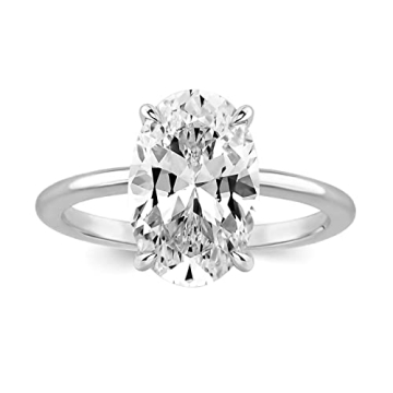 Effinny 3.5 Carat Elongated Oval Cut Engagement Ring - White Gold Plated Simulated Diamond Promise R...