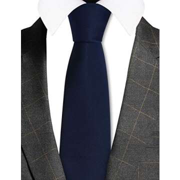 GUSLESON Classic Men's Wedding Ties for Men Silk Navy Blue Tie Solid 8cm Necktie (0791-03)