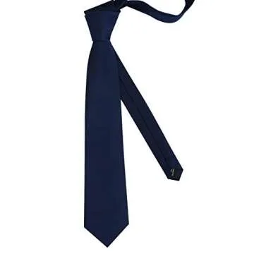 GUSLESON Classic Men's Wedding Ties for Men Silk Navy Blue Tie Solid 8cm Necktie (0791-03)