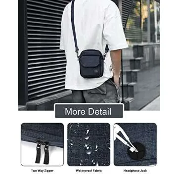 Unisex Blue Mini Messenger Crossbody Travel Purse