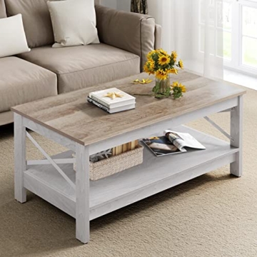 YITAHOME Coffee Table for Living Room - Rustic Modern Design with Double Storage