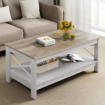 YITAHOME Coffee Table for Living Room - Rustic Modern Design with Double Storage