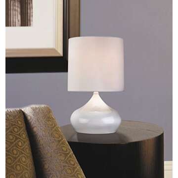 360 Lighting Mid Century Modern Mini Accent Table Lamps 14 3/4" Tall Set of 2 Arctic White Steel Dro...