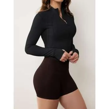 GYM RAINBOW Womens Zip Up Athletic Jacket Lightweight Contour Fit Gym Fitness Workout Jackets with Thumb Holes(#1 Black,Small)