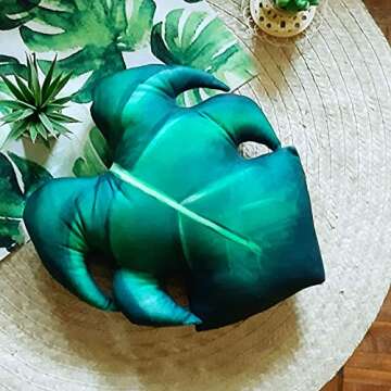 Leaf Shaped Pillow Plush Monstera Decorative Throw Pillow Green Nature Room Decor for Bedroom, Livin...