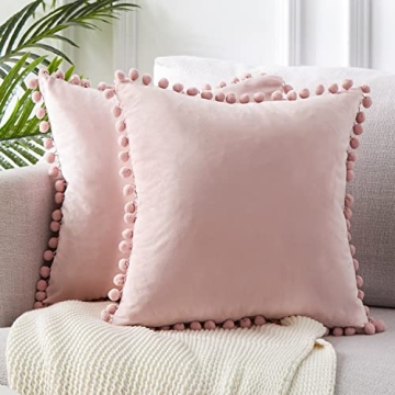 Top Finel Blush Pink Throw Pillow Covers 22x22 Set of 2 Aesthetic Decorative Sofa Pillow Covers Soft...