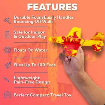 Airplane Toy Foam Glider Plane for Kids: Best Outdoor Toys for Boys & Girls All Ages. Easter Basket Stocking Stuffers Birthday Gift Ideas. Summer Yard Games Great Gifts for Age 4 5 6 7 8 9 Year Olds