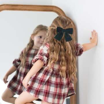 Hjiaruiky Green Velvet Hair Bows Clips - Stylish Hand-made Accessories for Girls