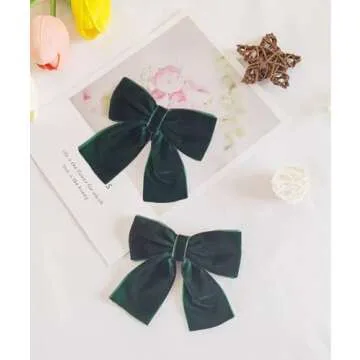 Hjiaruiky Green Velvet Hair Bows Clips for Girls
