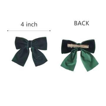 Hjiaruiky Green Velvet Hair Bows Clips for Girls
