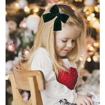 Hjiaruiky Green Velvet Hair Bows Clips for Girls