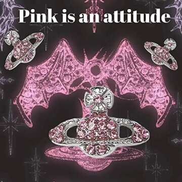 dreamynini Planet Nail Charms 20Pcs for Acrylic Nails Y2K 3D Rhinestones Gems Silver Diamond Jewelry Kawaii DIY Art Decoration Supplies Girls and Women (Pink,Silver,Black,Galaxy)