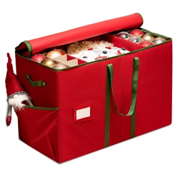 ZOBER Christmas Ornament Storage Box - Organize 80 Ornaments Stylishly