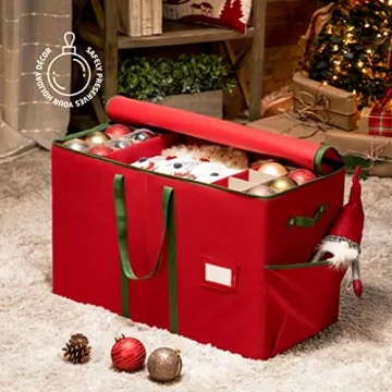 ZOBER Christmas Ornament Storage Box - Organize 80 Ornaments Stylishly