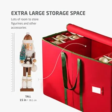 ZOBER Christmas Ornament Storage Box - Organize 80 Ornaments Stylishly