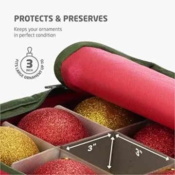 ZOBER Christmas Ornament Storage Box - Organize 80 Ornaments Stylishly