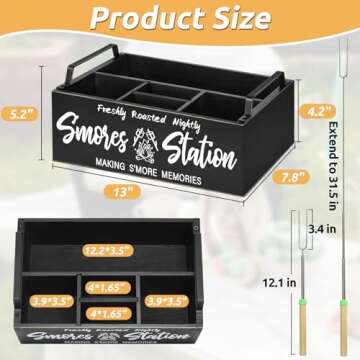 Wooden S'mores Station, S'mores Caddy Bar Holder with Handles for Counter, Farmhouse Smores Serving ...