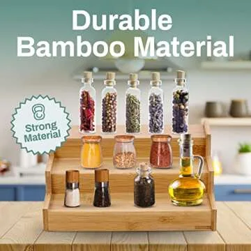 Bamboo Expandable Spice Rack Organizer for Kitchen Storage