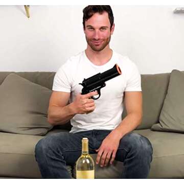 WineOvation Electric Gun Wine Opener (Black) - Open your Wine Bottle fast and without hassle - Great Gifts for Gun Enthusiasts and Wine Lovers