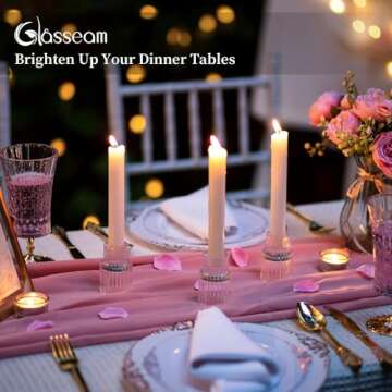 Glass Candlestick Taper Candle Holder: Glasseam Set of 2 Small Candle Holders for Candlesticks, Modern Crystal Clear Tapered Candle Stick Holder for Wedding Dining Table Centerpiece Christmas Decor